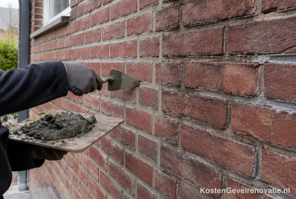 Gevel wordt opnieuw gevoegd met een voegspijker